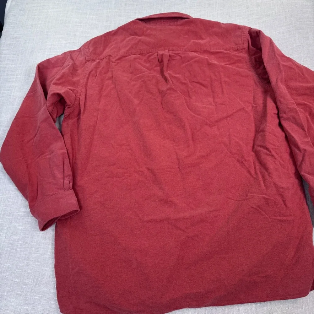 LL Bean Chamois Cloth Shirt Men XXL Tall Orange Red Outdoor Rugged Cabin Work